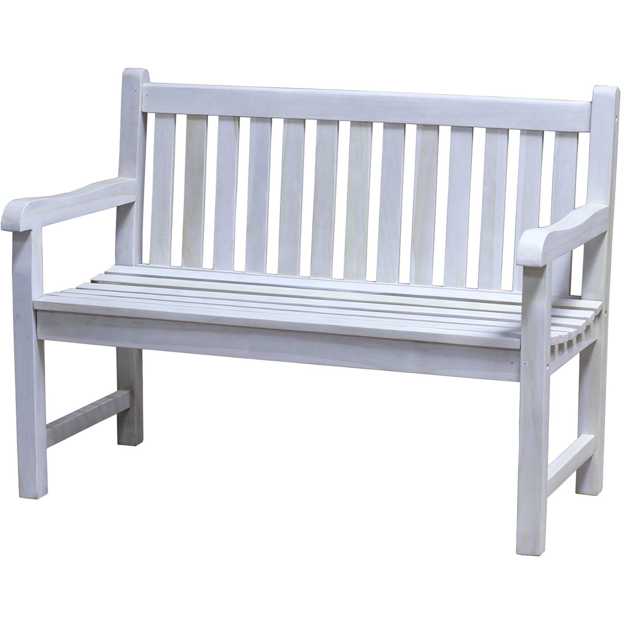 Compact Teak Outdoor Bench w/ Straight Design in Natural Finish