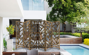 3 Panel Room Divider with Tropical leaf