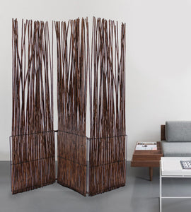 3 Panel Mocha Room Divider with Tri-fold Design