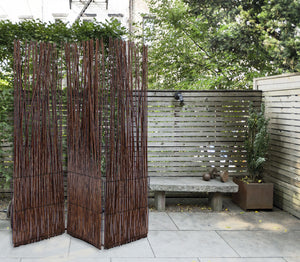 3 Panel Mocha Room Divider with Tri-fold Design