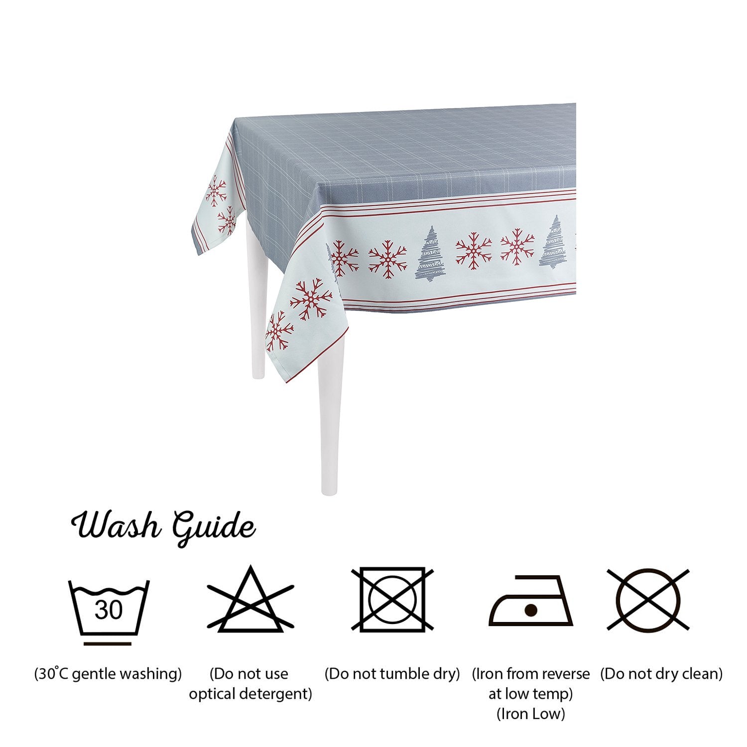 104" Merry Christmas Printed Rectangle Tablecloth in Grey