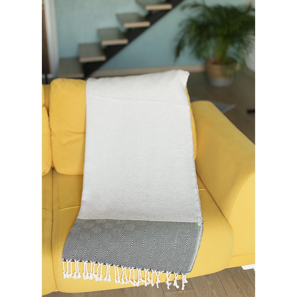 70" Turkish Cotton Handwoven Throw Blankets in Black