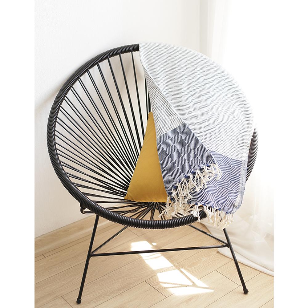 70" Turkish Cotton Handwoven Throw Blankets in Blue