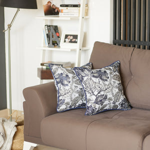 Set of 2 17" Jacquard Weaver Throw Pillow Cover in Blue