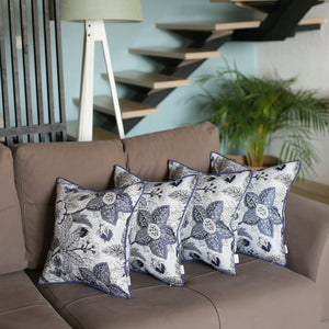 Set of 4 17" Forest Sky Jacquard Throw Pillow Cover in Blue