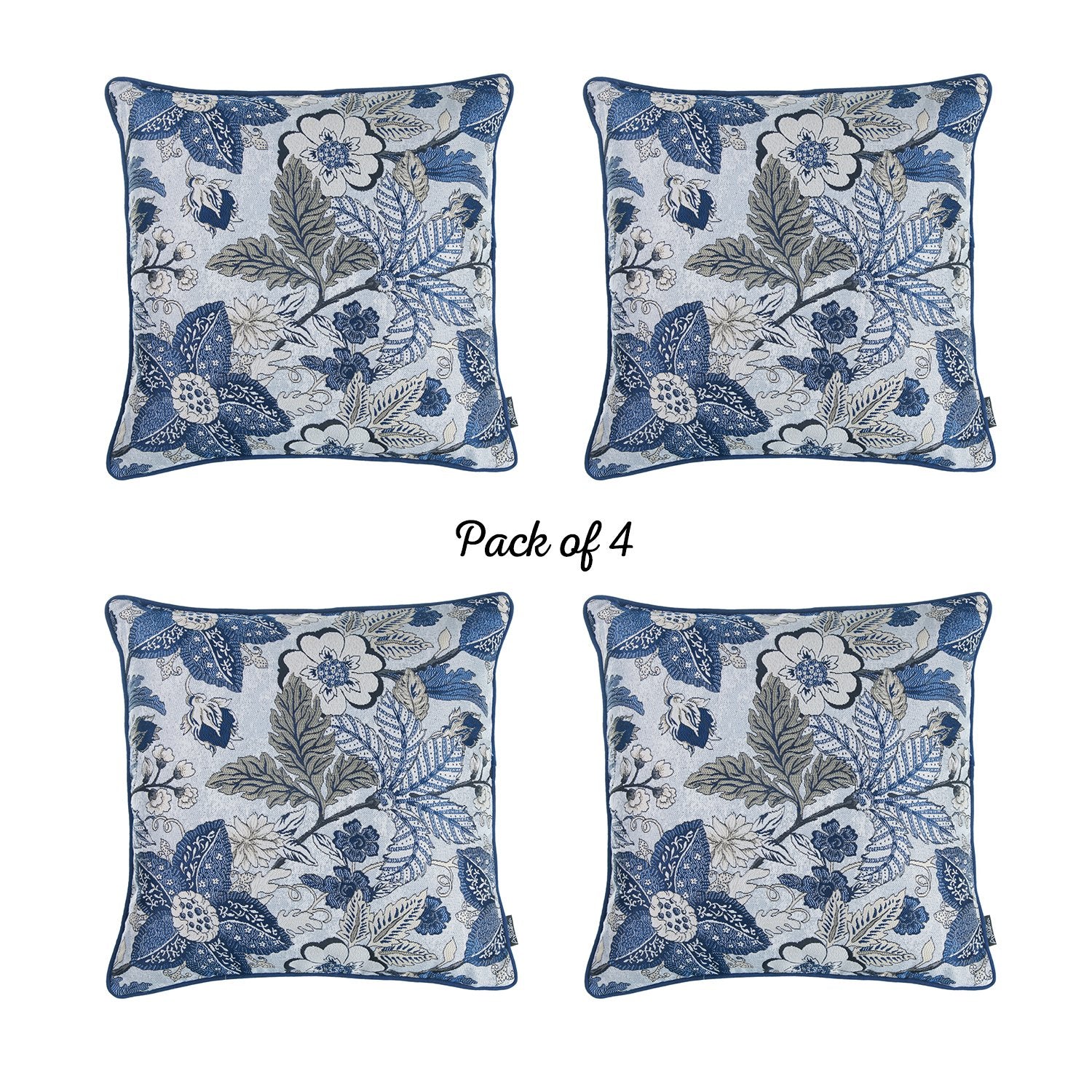Set of 4 17" Forest Sky Jacquard Throw Pillow Cover in Blue