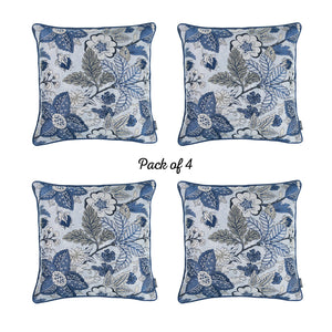 Set of 4 17" Forest Sky Jacquard Throw Pillow Cover in Blue