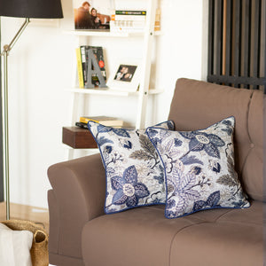 Set of 4 17" Forest Sky Jacquard Throw Pillow Cover in Blue