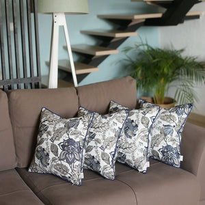 Set of 4 17" Jacquard Weaver Throw Pillow Cover in Blue
