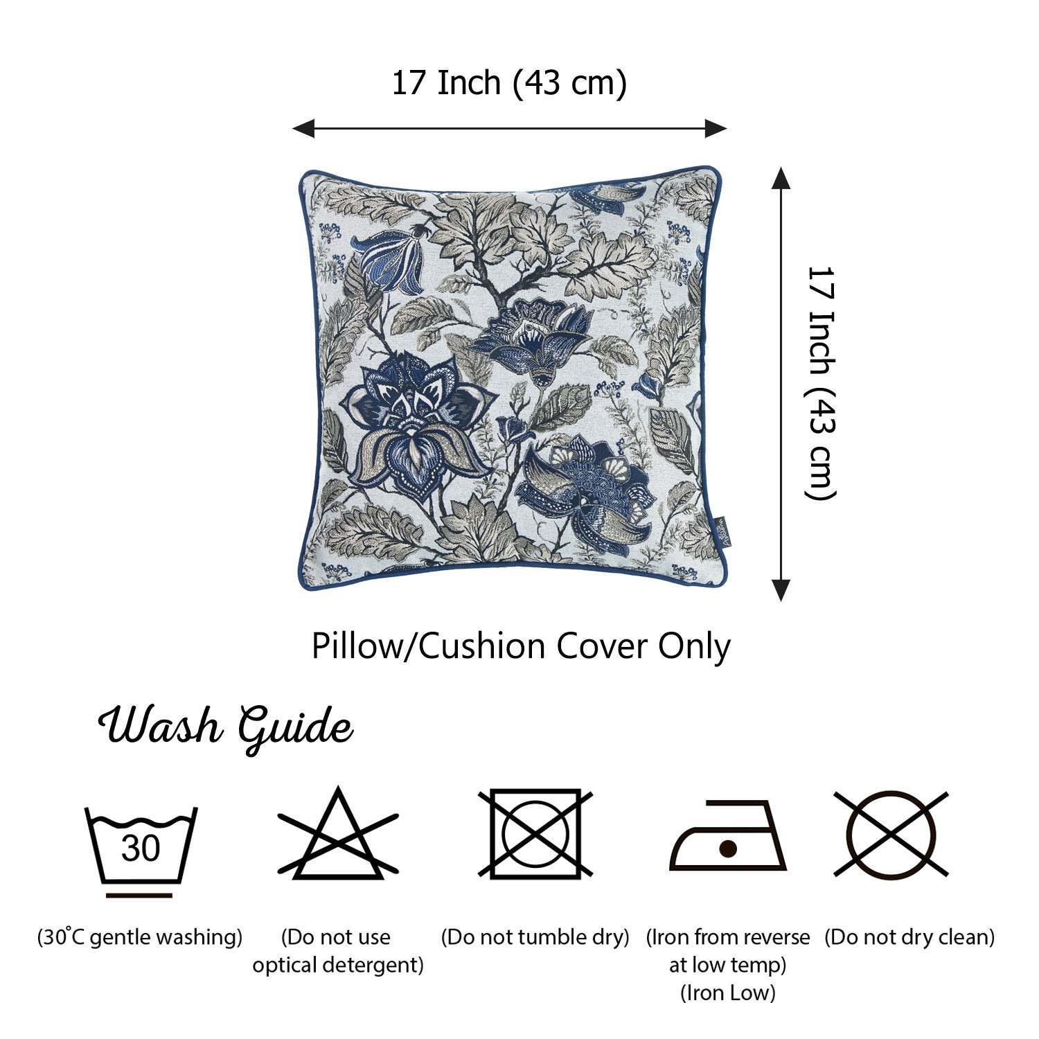 Set of 4 17" Jacquard Weaver Throw Pillow Cover in Blue
