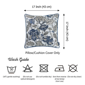 Set of 4 17" Jacquard Weaver Throw Pillow Cover in Blue