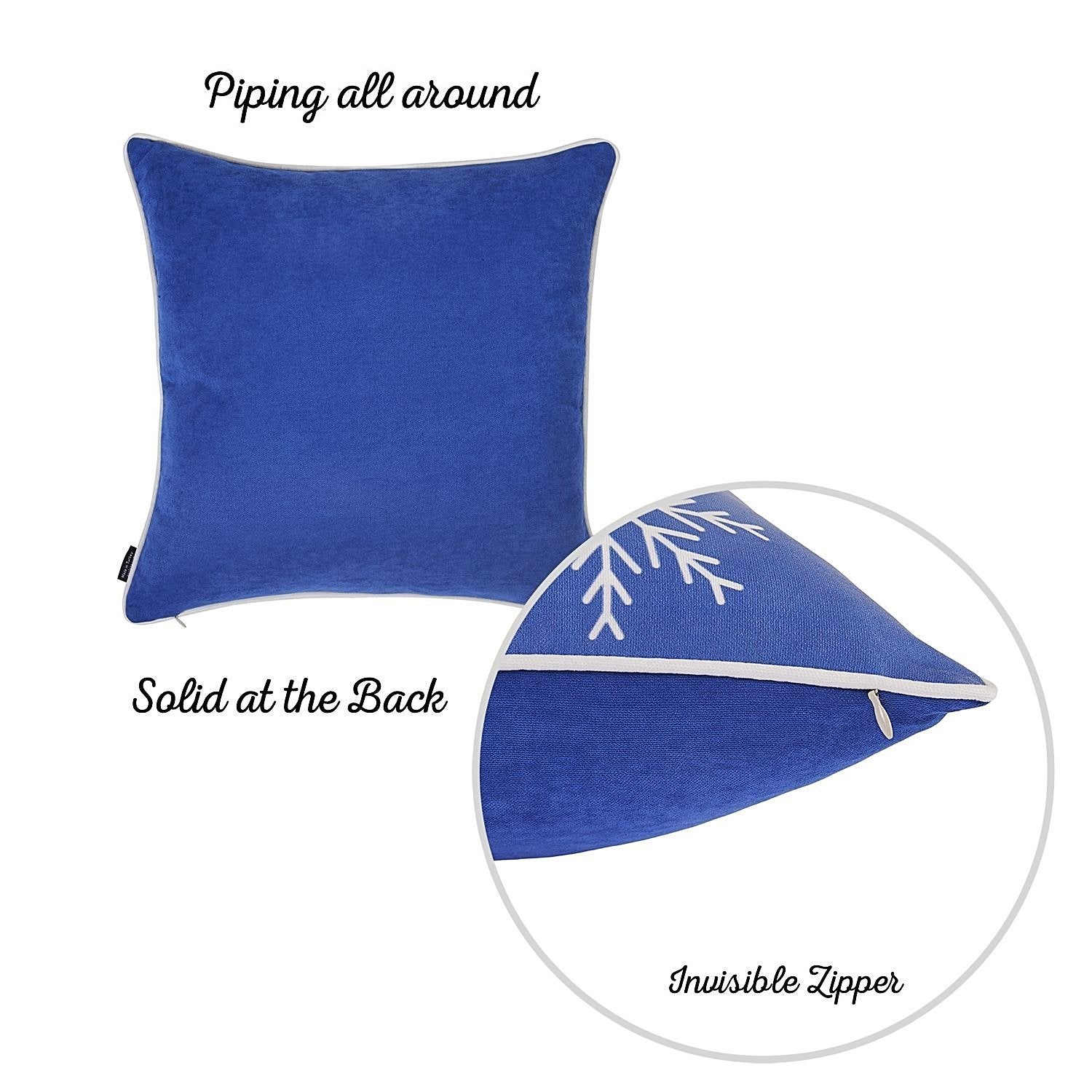 Set of 4 18" Christmas Snowflakes Throw Pillow Cover in Blue