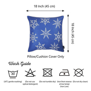 Set of 4 18" Christmas Snowflakes Throw Pillow Cover in Blue