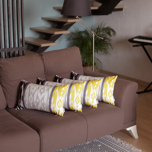 Set of 4 20" Ikat Lumbar Pillow Cover in Pink