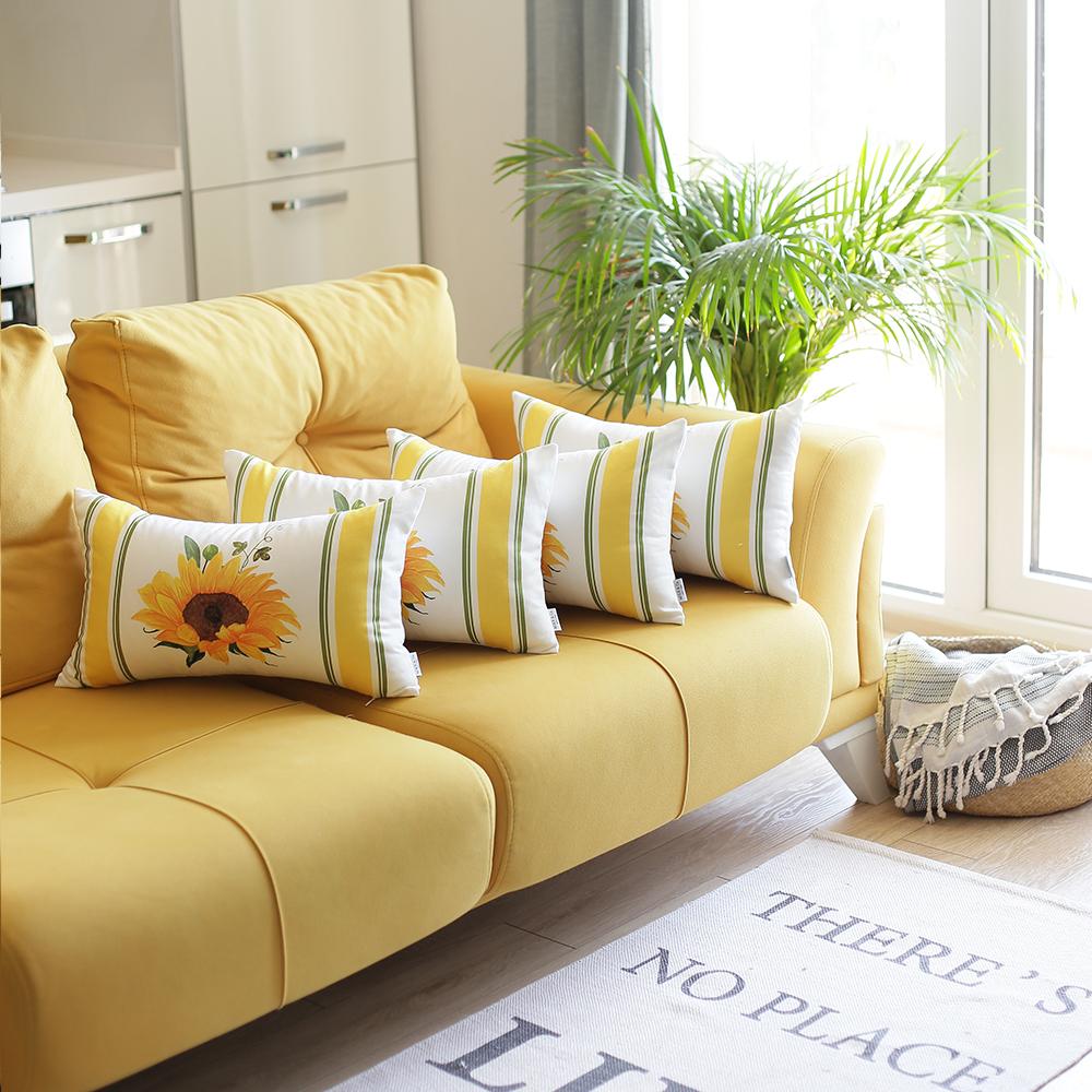 Set of 4 20" Sunflower Lumbar Pillow Cover in Multicolor