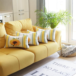 Set of 4 20" Sunflower Lumbar Pillow Cover in Multicolor