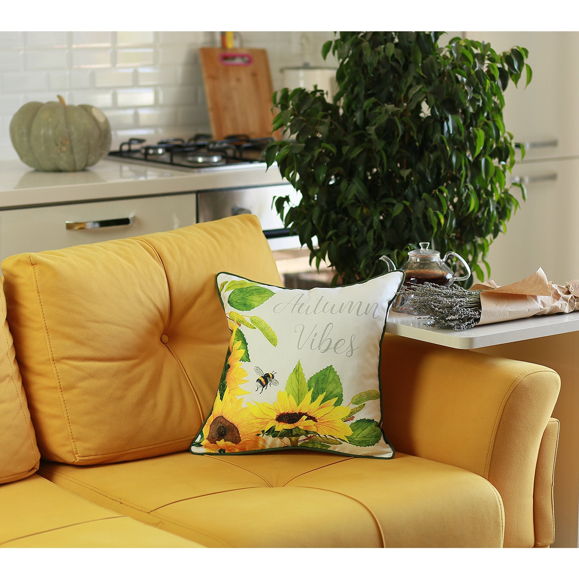Set of 2 18" Autumn Vibes Throw Pillow Cover in Multicolor