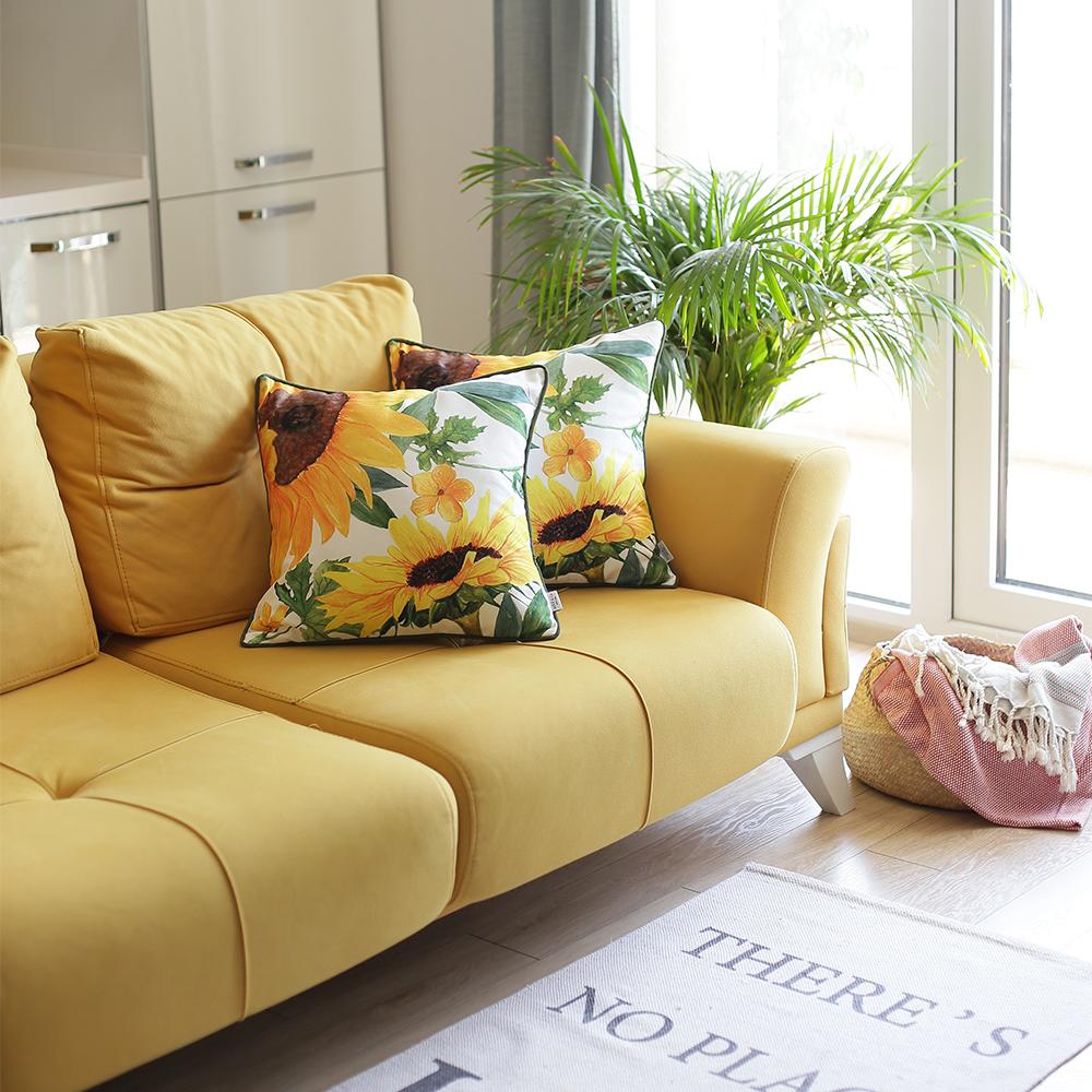 Set of 2 18" Sunflowers Throw Pillow Cover in Multicolor