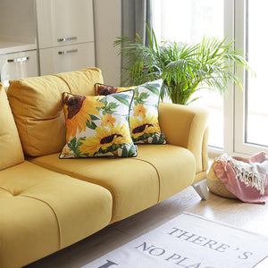 Set of 2 18" Sunflowers Throw Pillow Cover in Multicolor