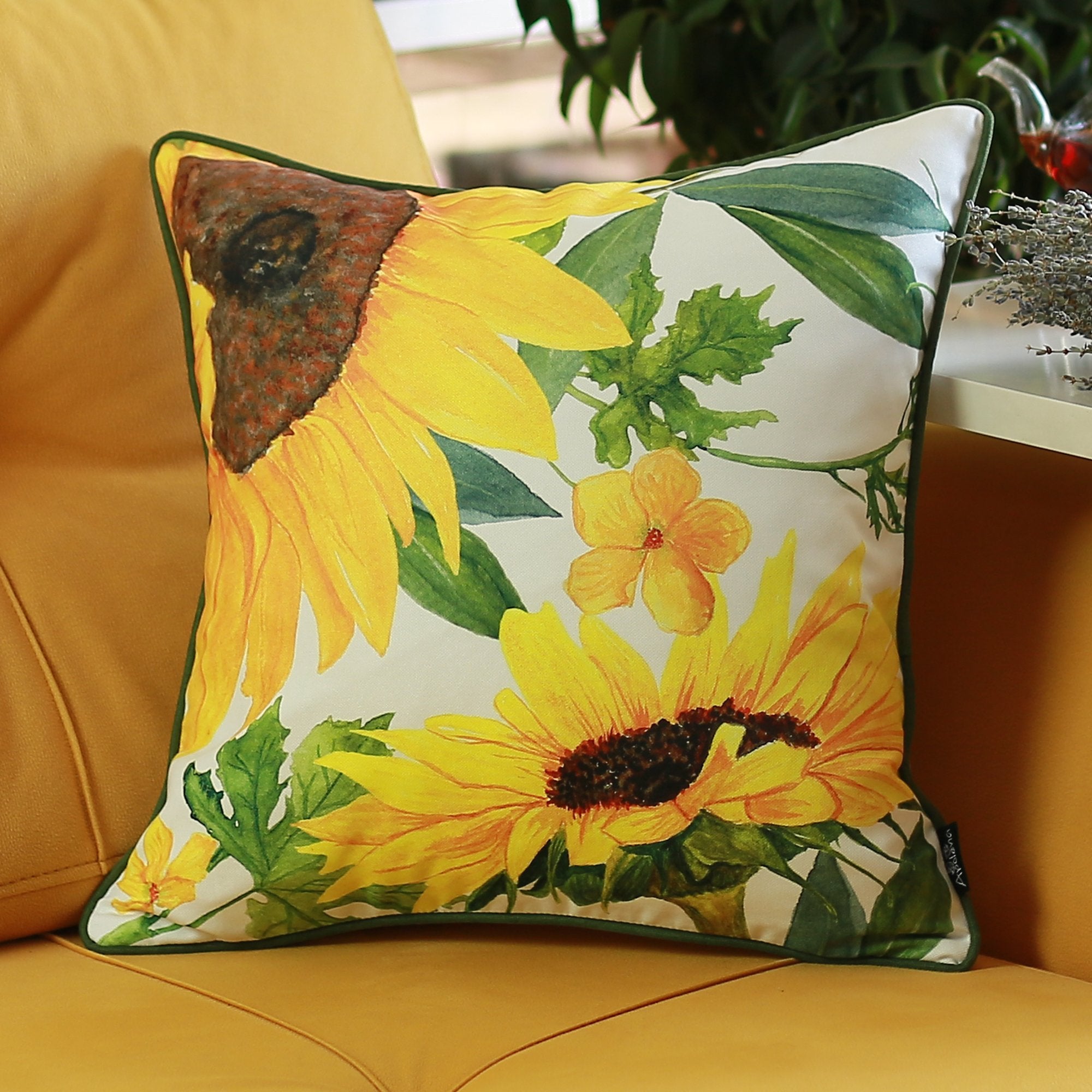 Set of 2 18" Sunflowers Throw Pillow Cover in Multicolor