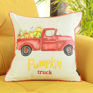 Set of 2 18" Pumpkin Truck Throw Pillow Cover in Multicolor