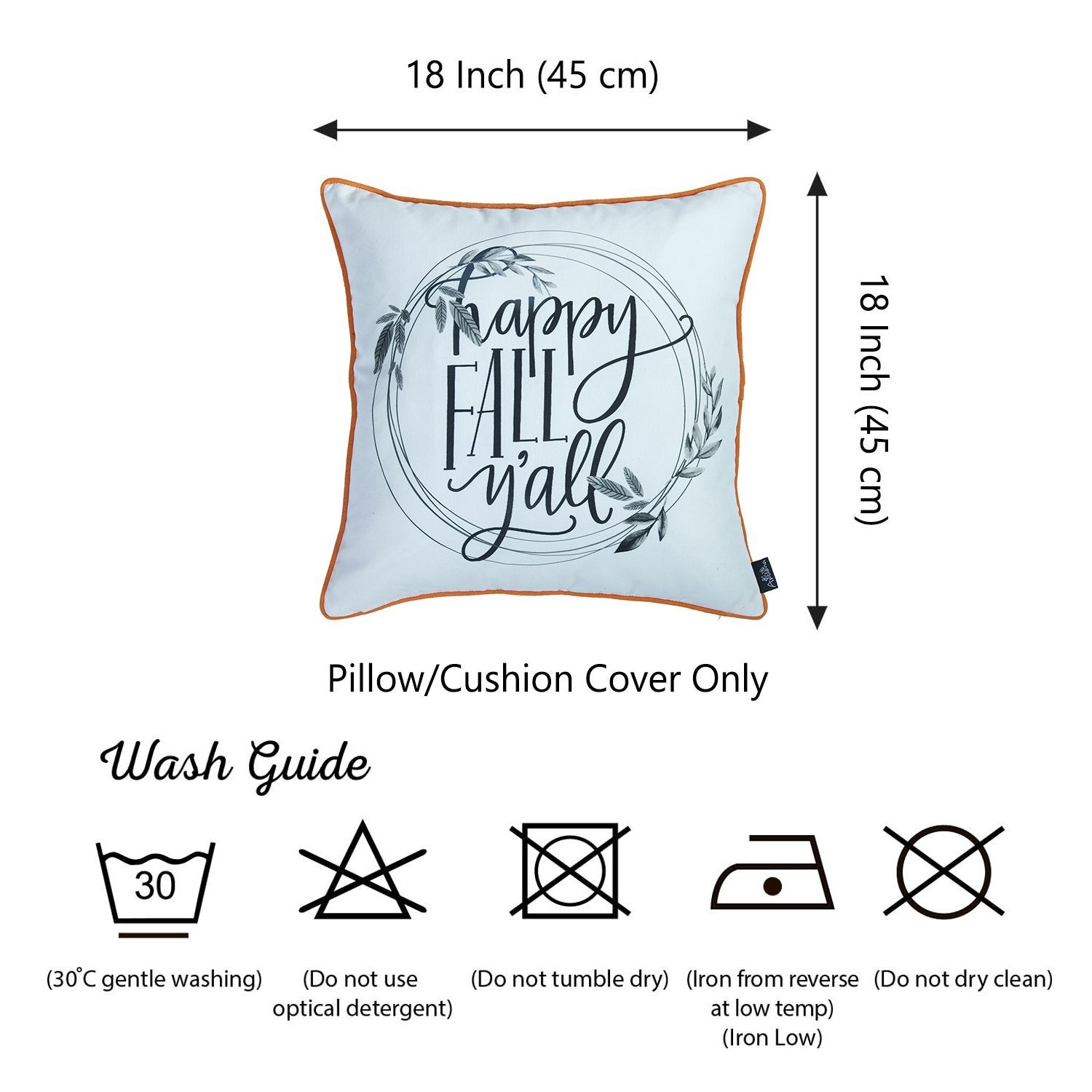 Set of 2 18" Thanksgiving Quote Throw Pillow Cover in Multicolor