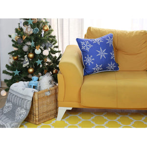 Set of 2 18" Christmas Snowflakes Throw Pillow Cover in Blue