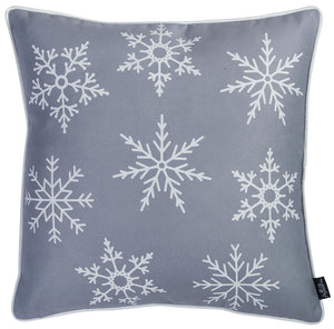 Set of 2 18" Christmas Snowflakes Throw Pillow Cover in Grey