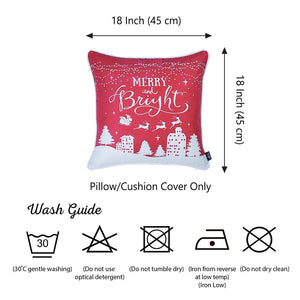 Set of 2 18" Christmas Merry Bright Throw Pillow Cover in Multicolor