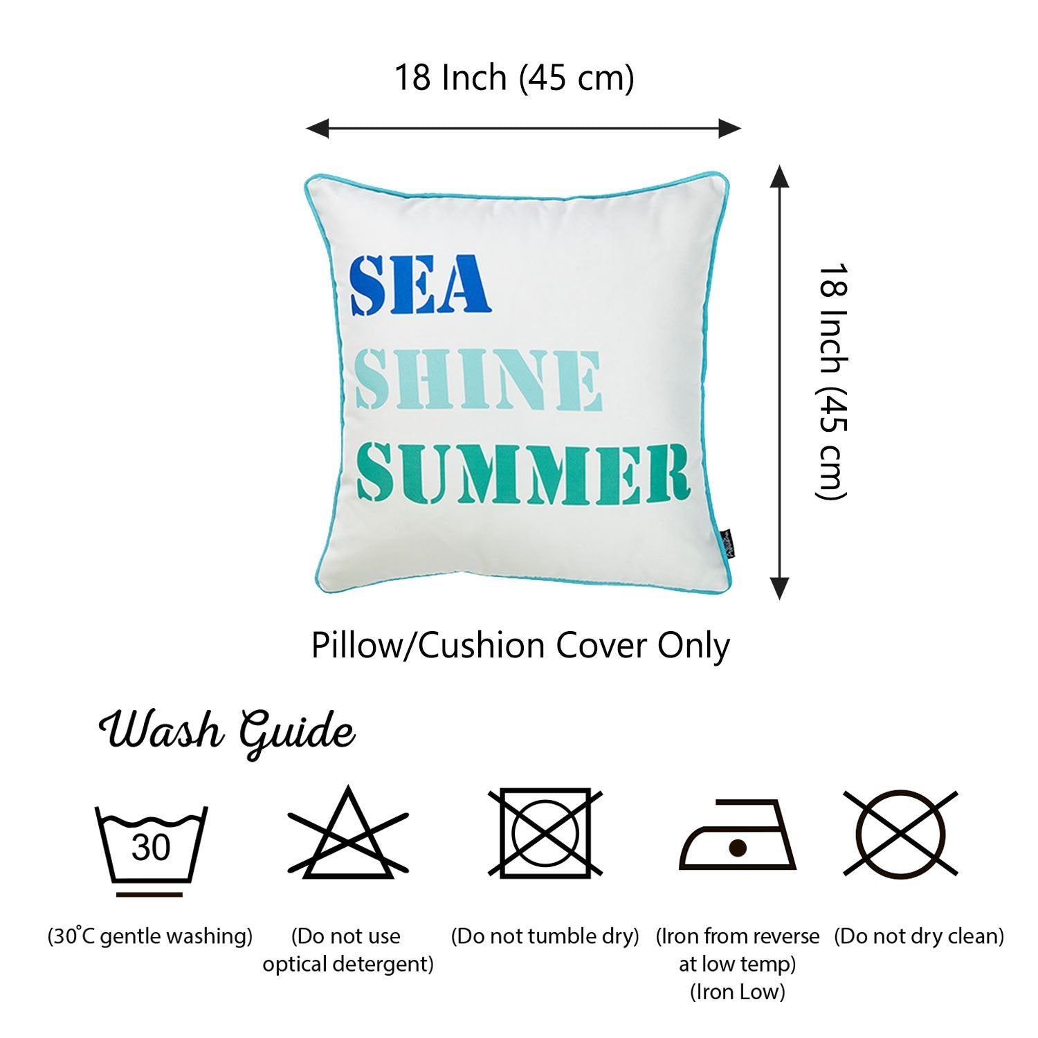 Set of 2 18" Sea Shine Summer Throw Pillow Cover in Multicolor