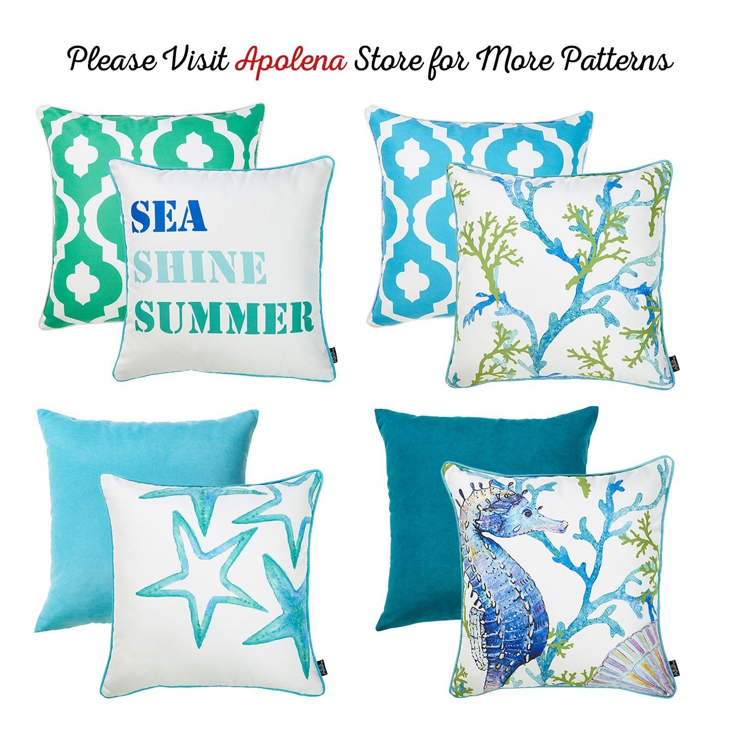 Set of 2 18" Sea Shine Summer Throw Pillow Cover in Multicolor