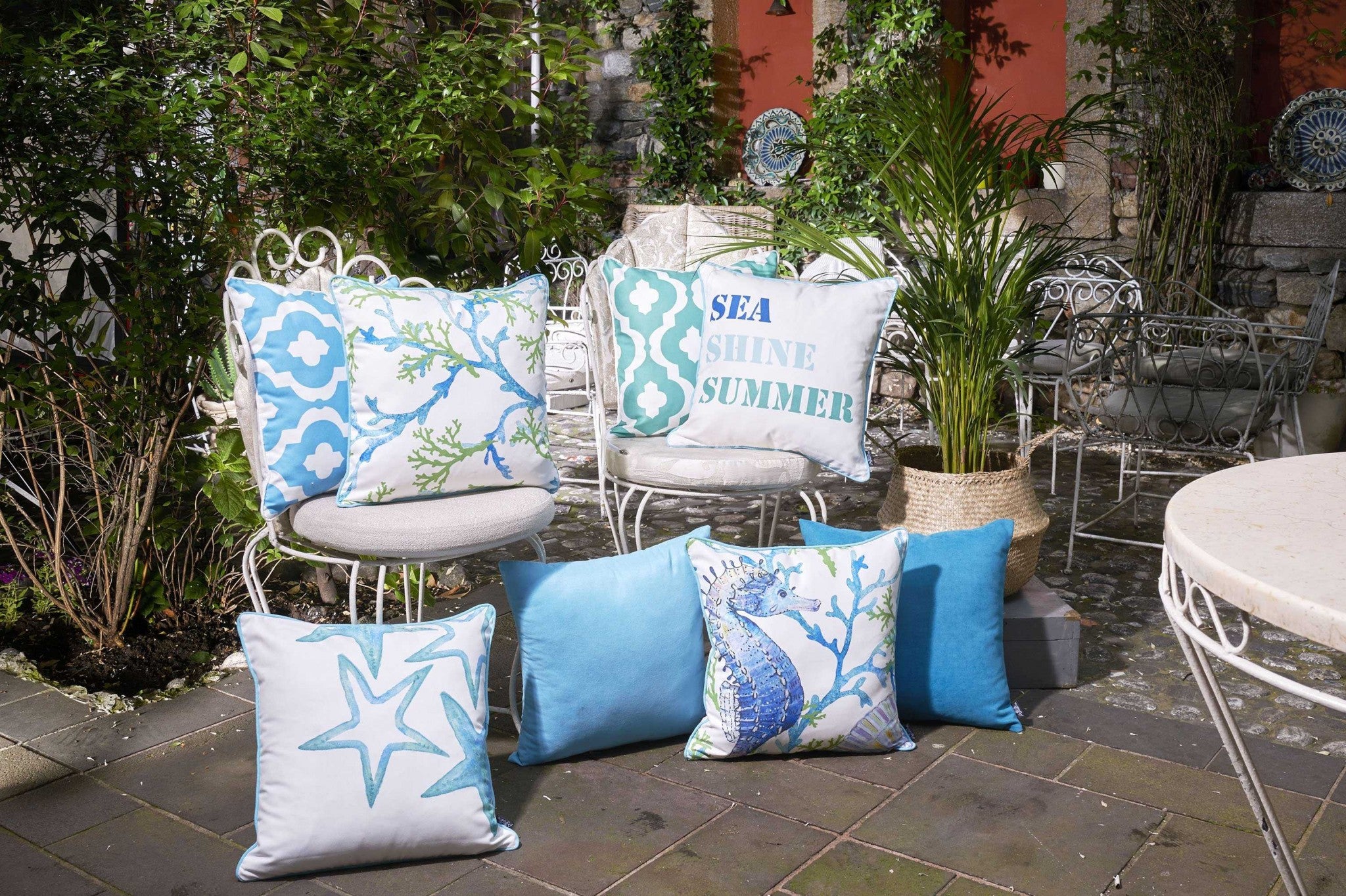 Set of 2 18" Sea Shine Summer Throw Pillow Cover in Multicolor