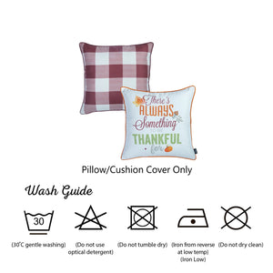 Set of 2 18" Fall Thanksgiving Gingham Throw Pillow Cover in Multicolor