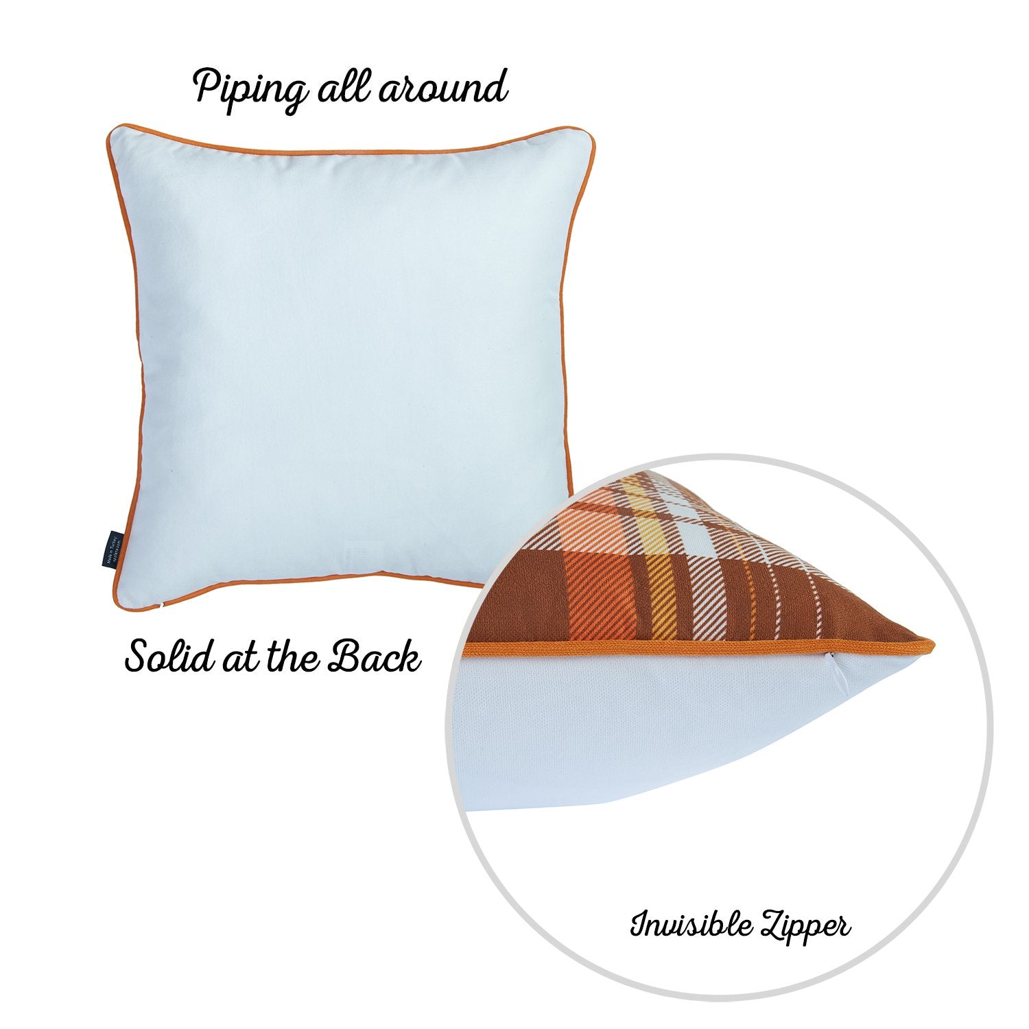 Set of 2 18" Fall Thanksgiving Pumpkin Throw Pillow Cover in Multicolor