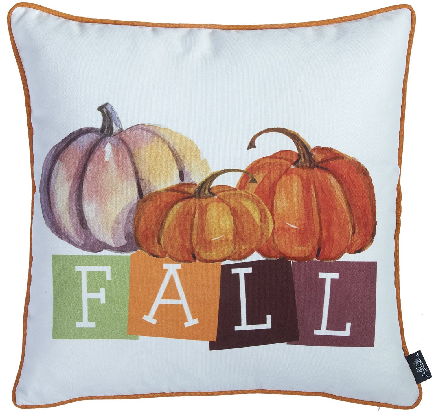 Set of 2 18"  Fall Season Pumpkin Gingham Throw Pillow Cover in Multicolor