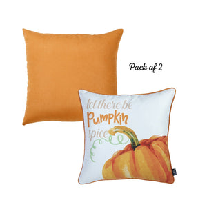 Set of 2 18"  Fall Season Pumpkin Pie Throw Pillow Cover in Multicolor