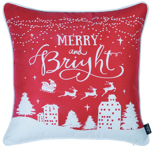 Set of 4 18" Merry Christmas Throw Pillow Cover in Multicolor