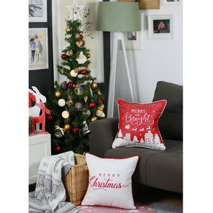 Set of 2 18" Merry Christmas Throw Pillow Cover in Multicolor