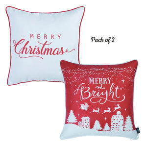 Set of 2 18" Merry Christmas Throw Pillow Cover in Multicolor