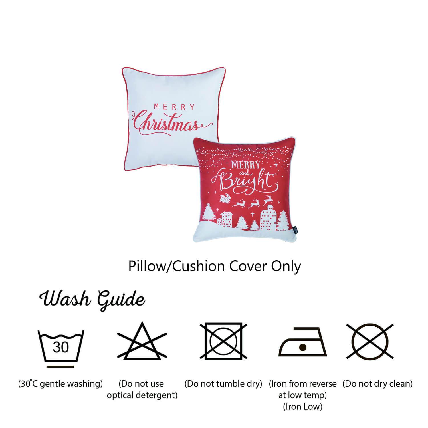 Set of 2 18" Merry Christmas Throw Pillow Cover in Multicolor