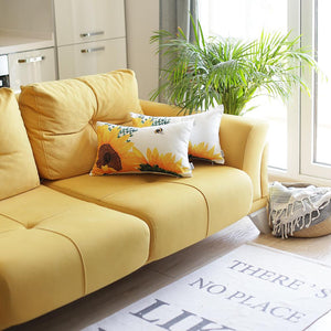 Set of 2 20" Sunflower Bee Lumbar Pillow Cover in Multicolor