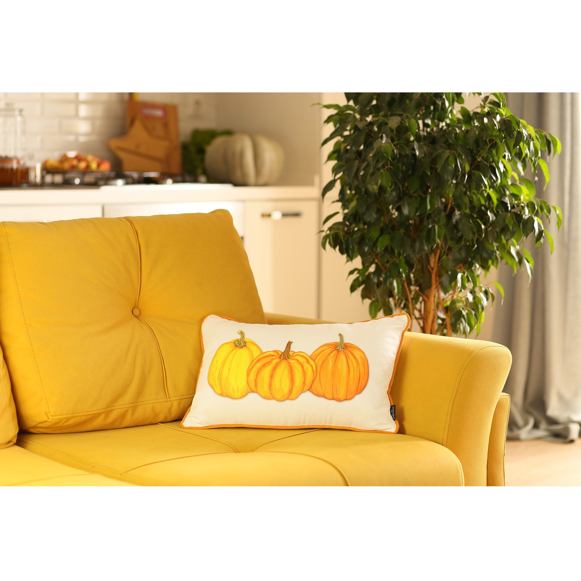 Set of 2 20" Thanksgiving Pumpkin Throw Pillow Cover in Multicolor