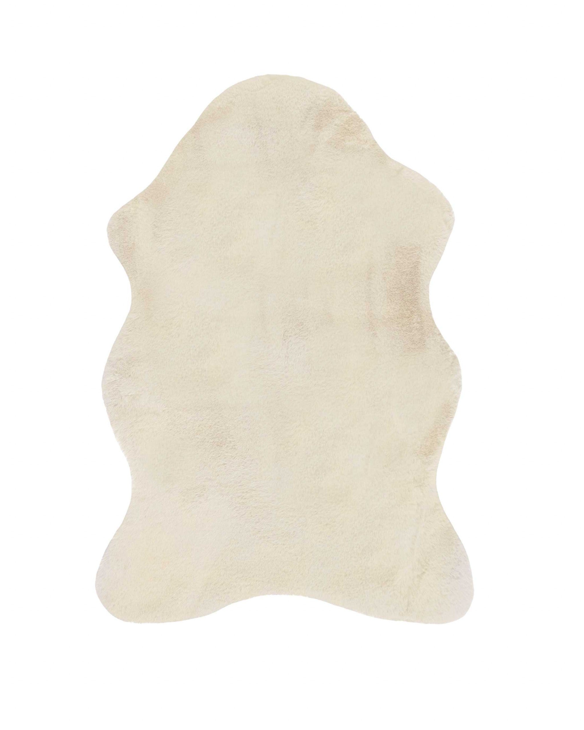 Luxe Faux Rabbit Fur Sheepskin Rug 2 x 3   - Ivory
