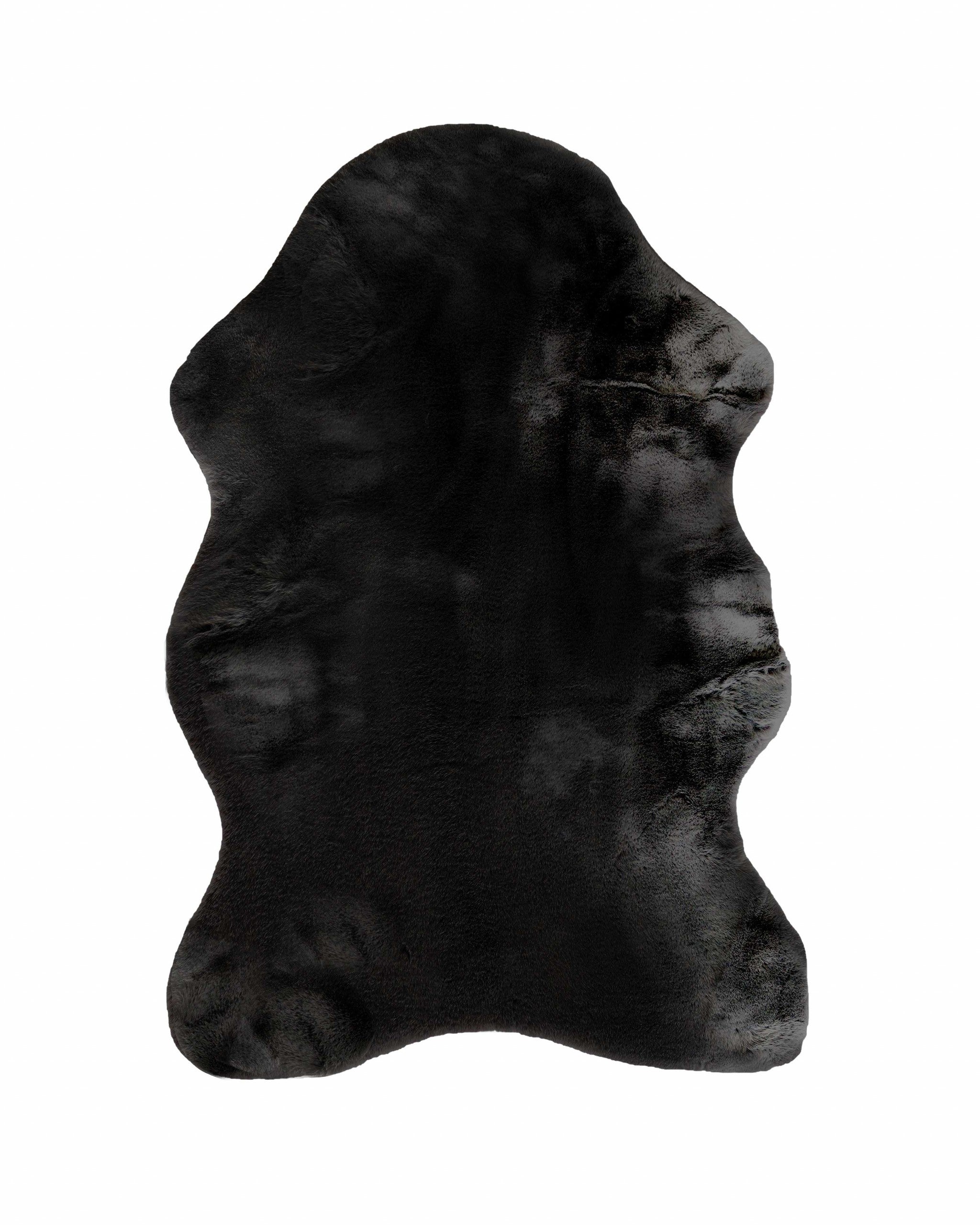 Luxe Faux Rabbit Fur Sheepskin Rug 2 x 3   - Black