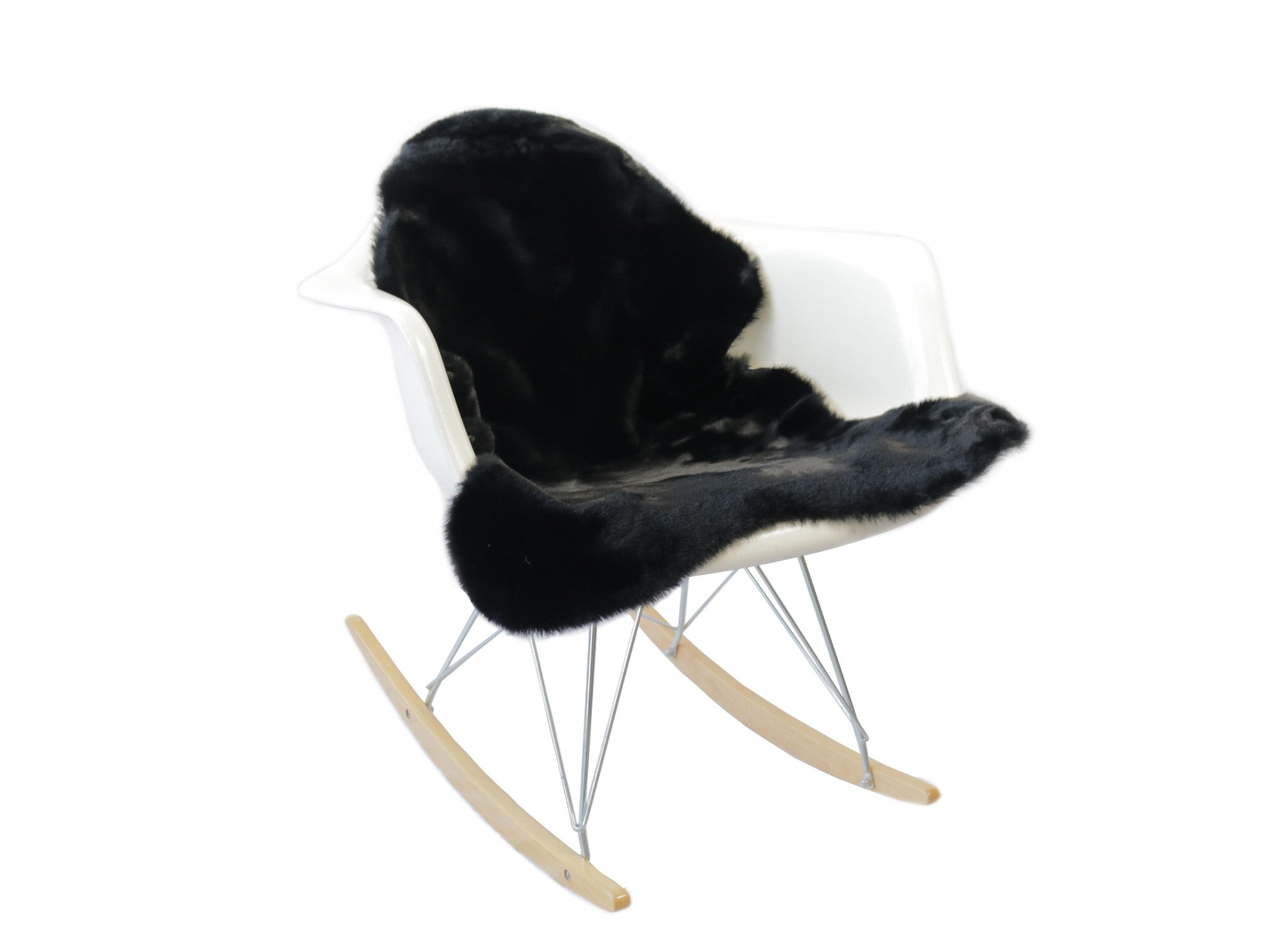 Luxe Faux Rabbit Fur Sheepskin Rug 2 x 3   - Black