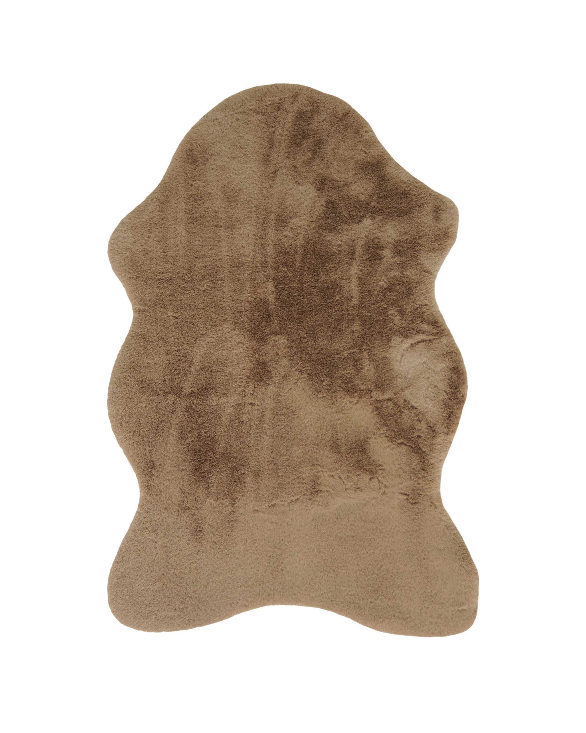 Luxe Faux Rabbit Fur Sheepskin Rug 2 x 3   - Taupe