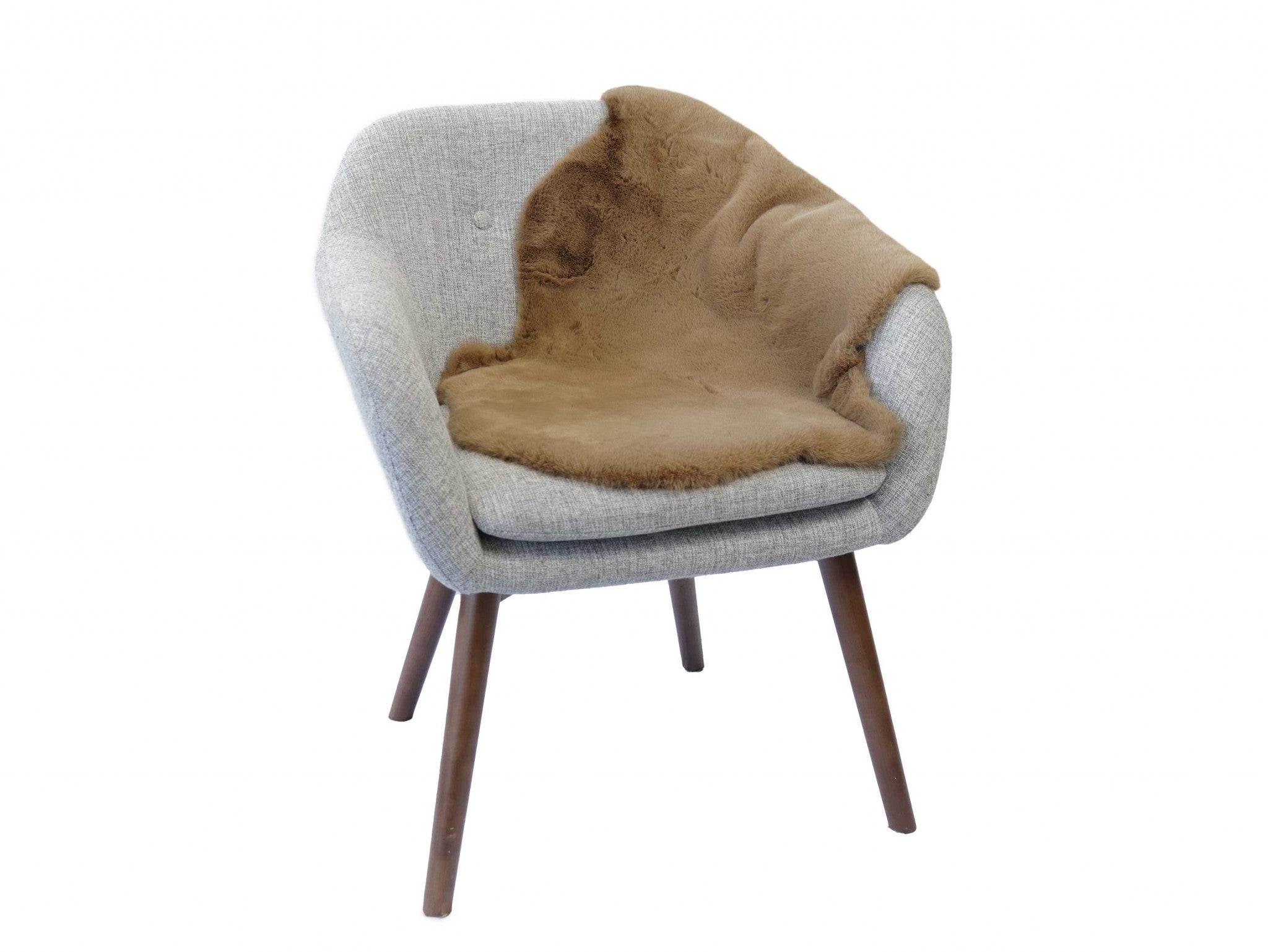 Luxe Faux Rabbit Fur Sheepskin Rug 2 x 3   - Taupe