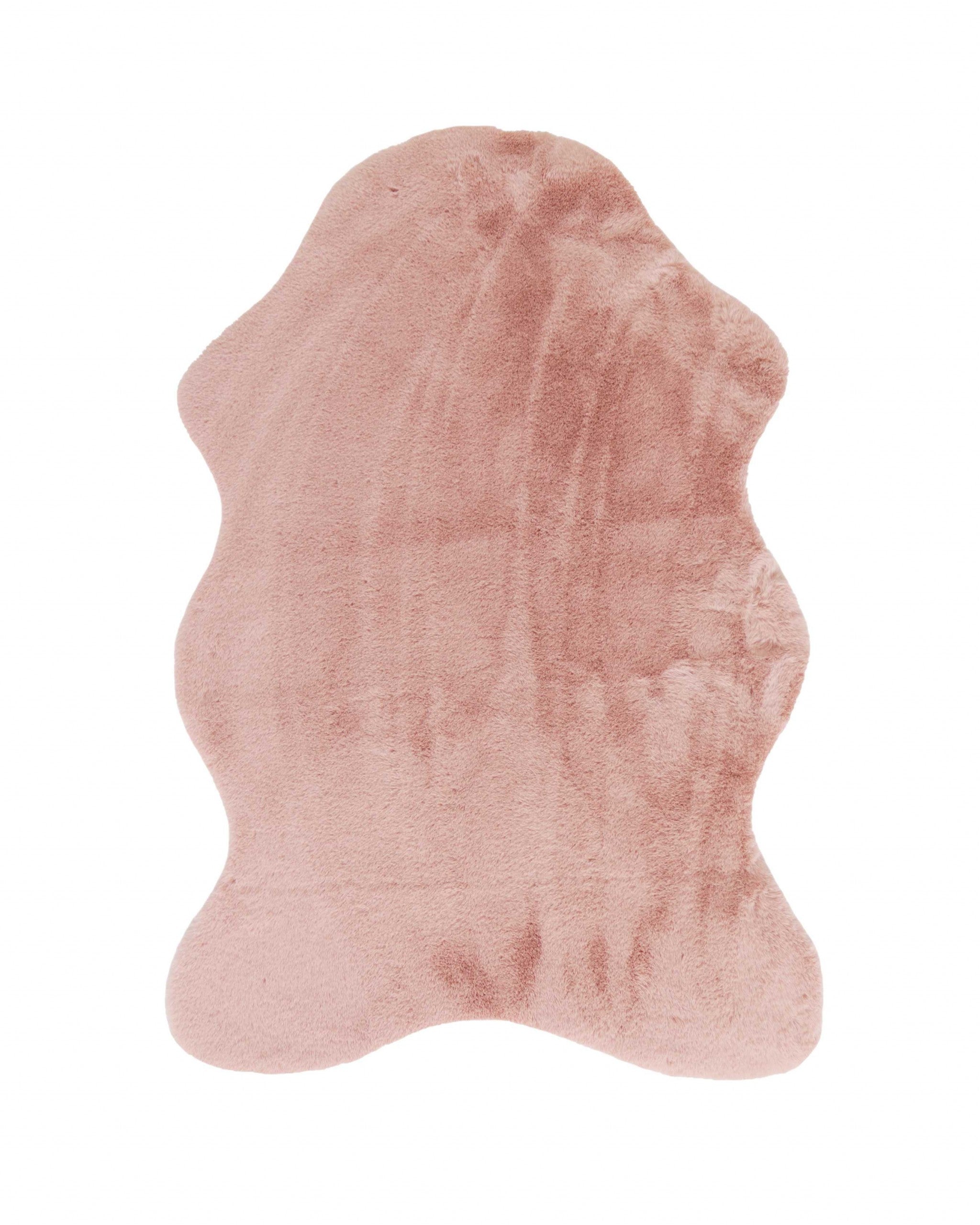 Luxe Faux Rabbit Fur Sheepskin Rug 2 x 3   - Blush Pink