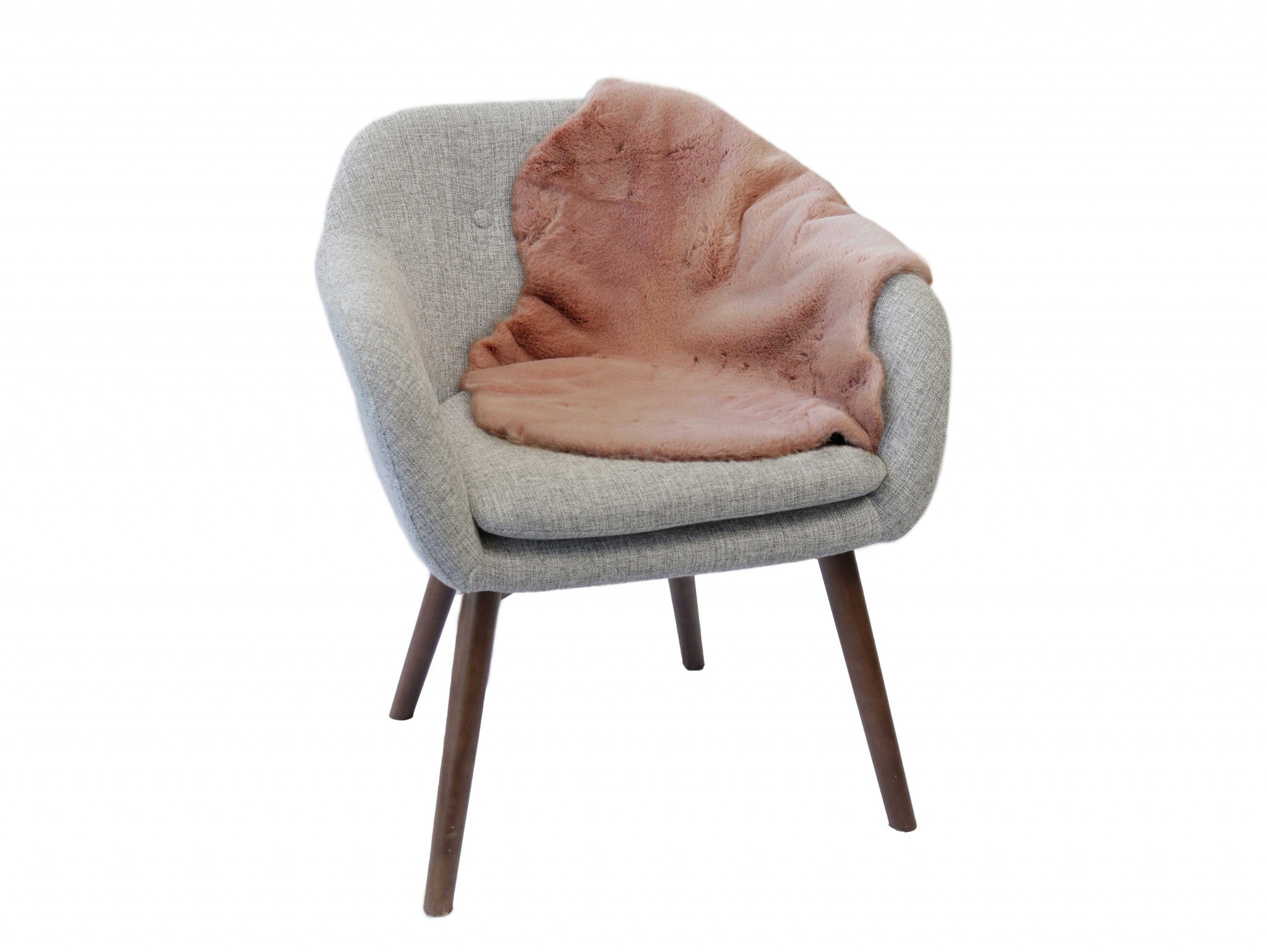 Luxe Faux Rabbit Fur Sheepskin Rug 2 x 3   - Blush Pink