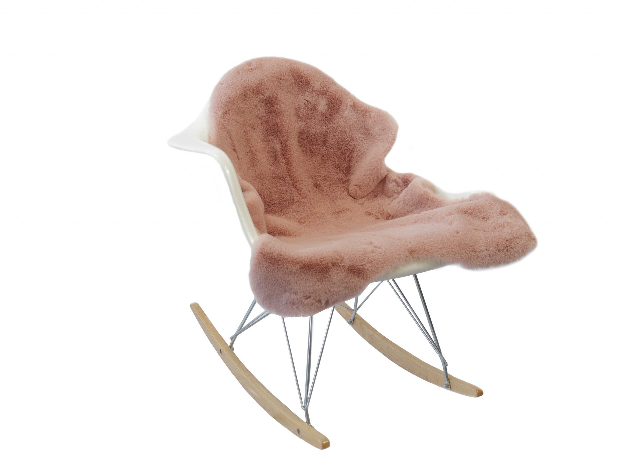 Luxe Faux Rabbit Fur Sheepskin Rug 2 x 3   - Blush Pink